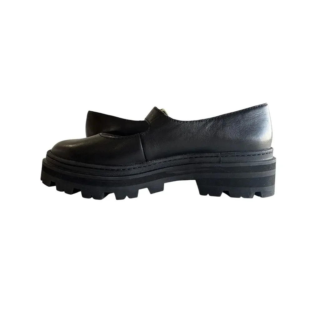 Madewell Freya Mary Jane Platform Womens 6.5 Black Leather Y2K Lugsole NG680